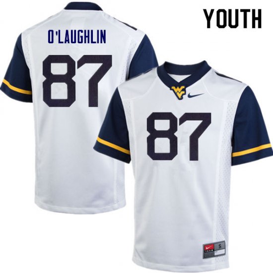 Youth West Virginia Mountaineers NCAA #87 Mike O'Laughlin White Authentic Nike Stitched College Football Jersey FM15R05JW